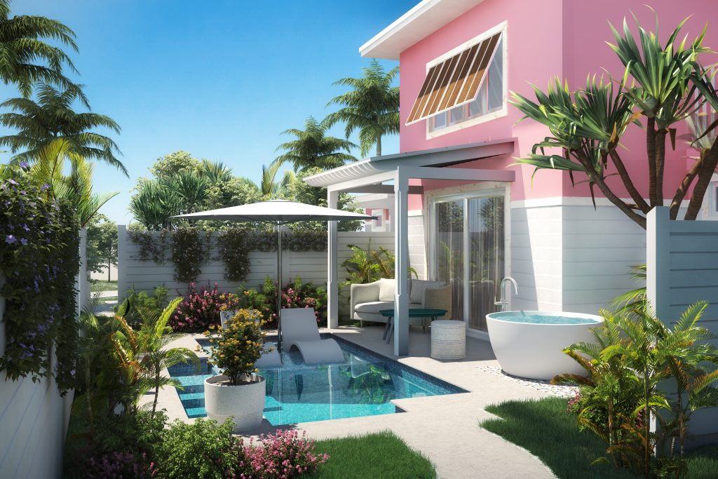 Une Butler Villa Suite à une chambre à coucher et piscine privée, au VIP Island Village du Sandals Royal Bahamian