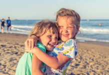 Kids playing on a beach