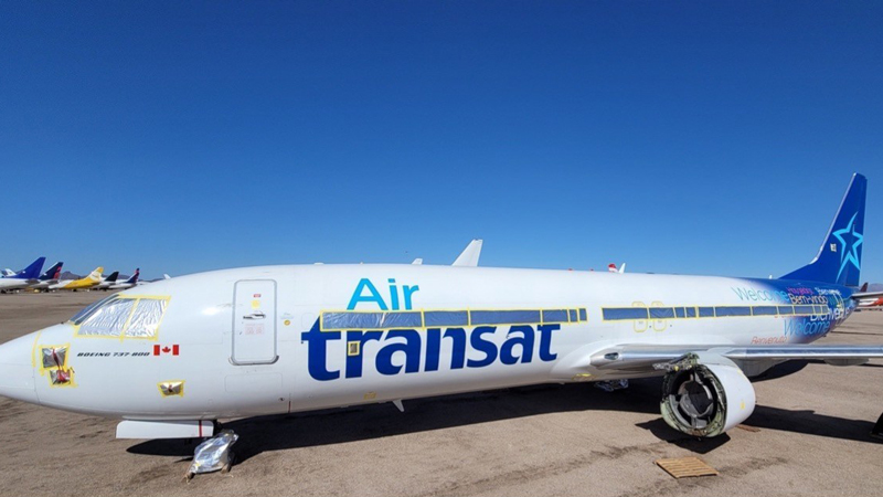 Chrono Aviation's new Boeing 737-800. The new generation aircraft, formerly owned by Air Transat, will be the first of its kind in Quebec to be offered exclusively on charter.