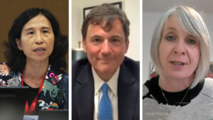 L-R: Theresa Tam, chief public health officer of Canada; Dominic LeBlanc, Minister of Intergovernmental Affairs; and Health Minister Patty Hajdu.