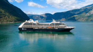 Azamara Pursuit by the mountains