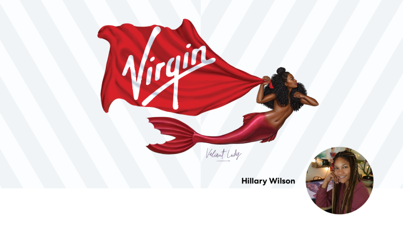 The new mermaid design for Virgin Voyages' Valiant Lady by artist Hillary Wilson