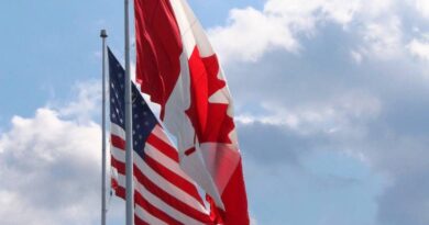 Canada and US Flags for the Border
