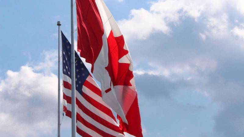 Canada and US Flags for the Border
