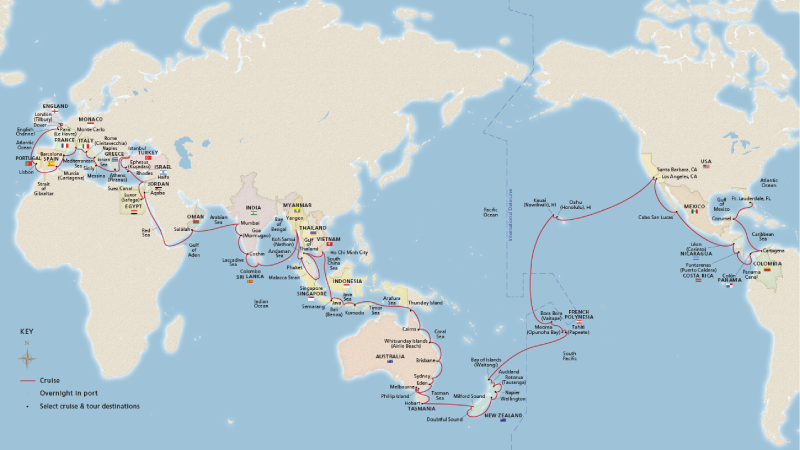 2023-2024 Viking World Cruise Map