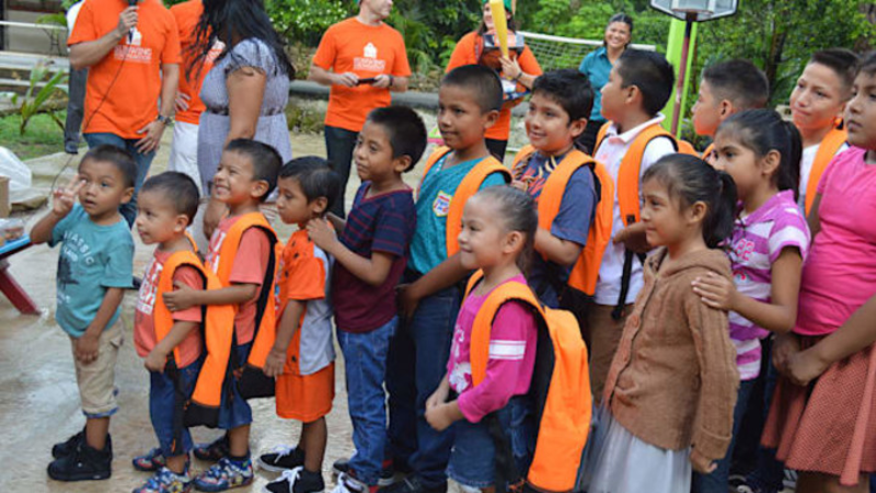 Children with new school equipment as part of Sunwing Foundation’s Flying Start program in partnership with Bentley