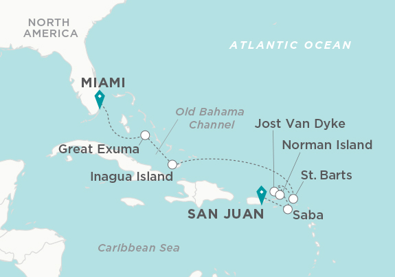 Expedition Yachting: Caribbean Mystique itinerary map