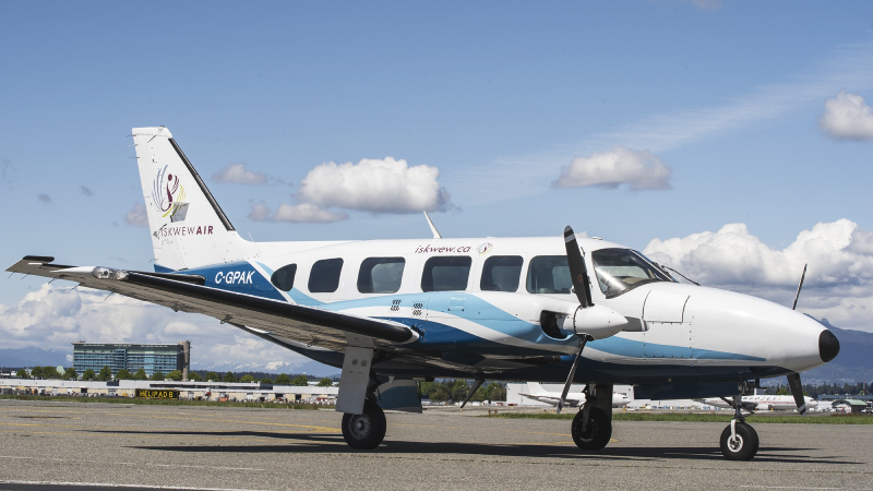 Iskwew Air's eight-seat PA31 Piper Navajo Chieftain twin-engine aircraft