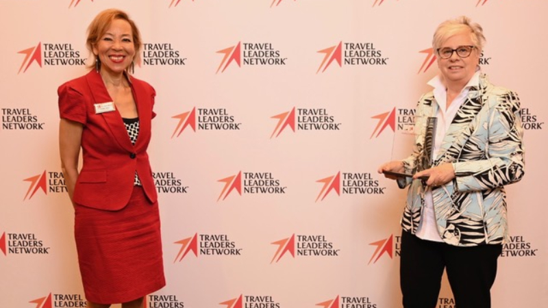 Lola Vassiliadis (right) with Christine James, Vice President TLN Canada (left).