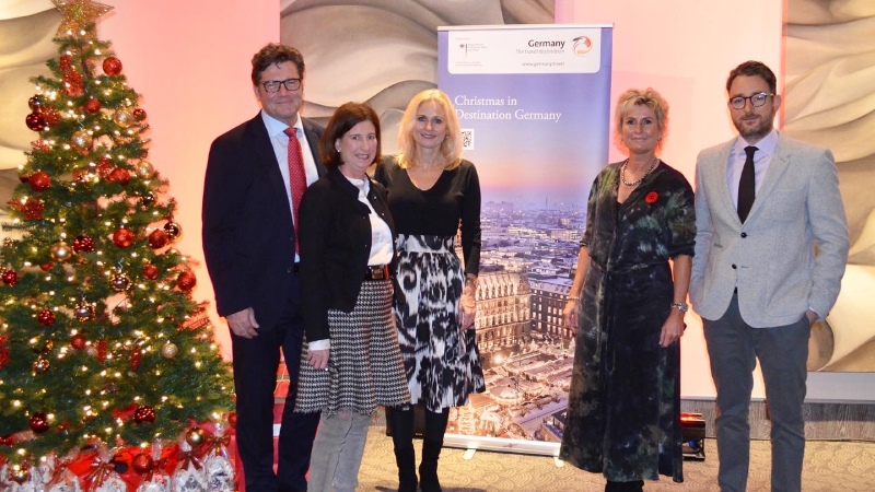 The GNTB's event was attended by L-R: German Consul General Thomas E. Schultze and his wife Katja Heusel; Ricarda Lindner, Regional Manager of the Americas, GNTO; Anja Brokjans, Director, GNTO; and Daniel Lenkeit, Director Canada, Germany Trade and Invest.