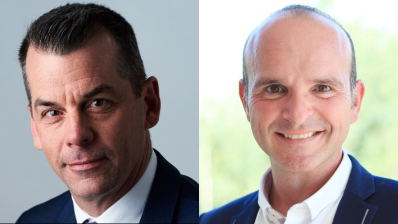 Brett Walker, Canadian Association of Tour Operators, Chair (left); and Randy Boissonnault, Minister of Tourism (right).
