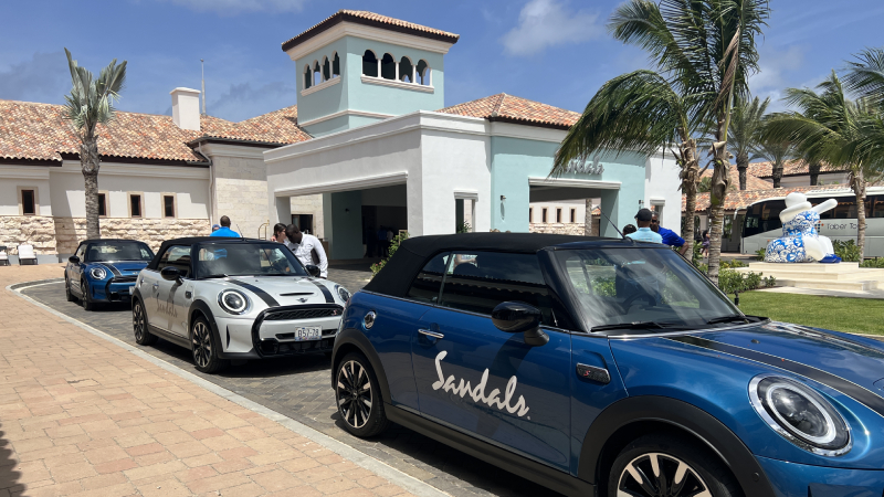 MINI Coopers exclusively for Sandals guests to explore the island