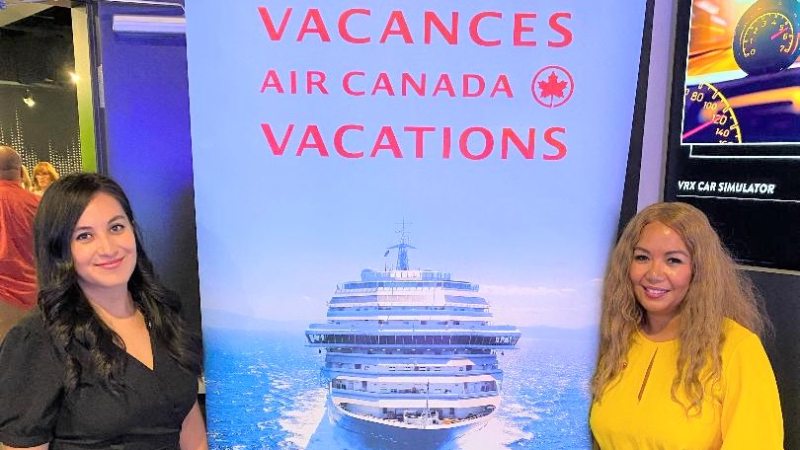 Marigold Frontuna and Ana Vazquez of Air Canada Vacations host agents at Burnaby’s Rec Room. ACV’s ‘Cruise Promise’ includes incentives like guaranteed return flights if your client’s ship is late. 