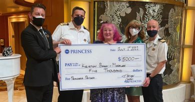 Princess Cruises guest winning USD $5,000 as part of Princess Prizes.