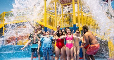 Guests at a waterpark with Carnival Cruise Line.