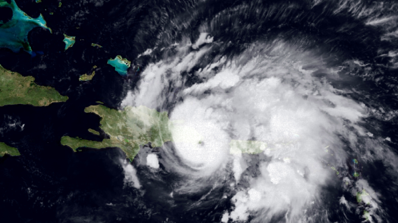 Hurricane Fiona making landfall in the Dominican Republic on 19SEP. Image courtesy of the University of Wisconsin-Madison, Space Science and Engineering Center and NASA.