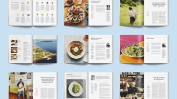 Interior pages of Canada's Best New Cookbook, brought together by Destination Canada and Air Canada.