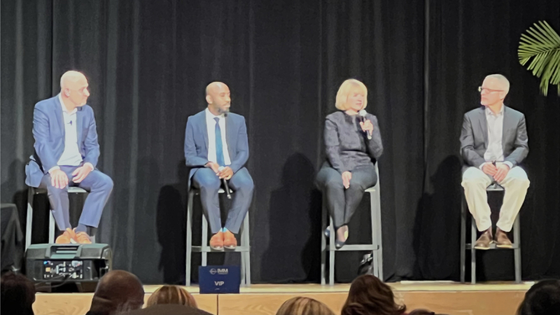 L to R: Ryan Becker, VP of Communications, Visit California; Eusi Skeete, Director USA, Barbados Tourism Marketing Inc.; Claudia Vecchio, CEO, Sonoma County Tourism, Rob Holmes, Founder and Chief Strategist, GLP Films.