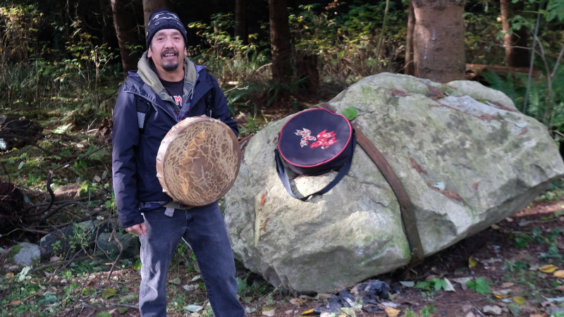Wes Nahanee of Talaysay Tours, a First Nations-owned company that leads tours in British Columbia and explains the way of life of the Squamish (Skwxu7mesh Uxwumixw-Coast Salish) First Nations people.