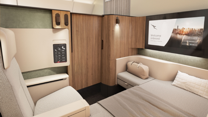 Rendering of First Suite on Qantas' upcoming A350 aircraft.