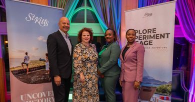 Ellison ‘Tommy’ Thompson, CEO, St. Kitts Tourism Authority, and Alison McGill, Romance Expert, Honourable Marsha Tamika Henderson, Minister of Tourism for the Government of St. Kitts and Nevis, Melnecia Marshall, Deputy CEO, St. Kitts Tourism Authority. Photo Credit: Jason Lee