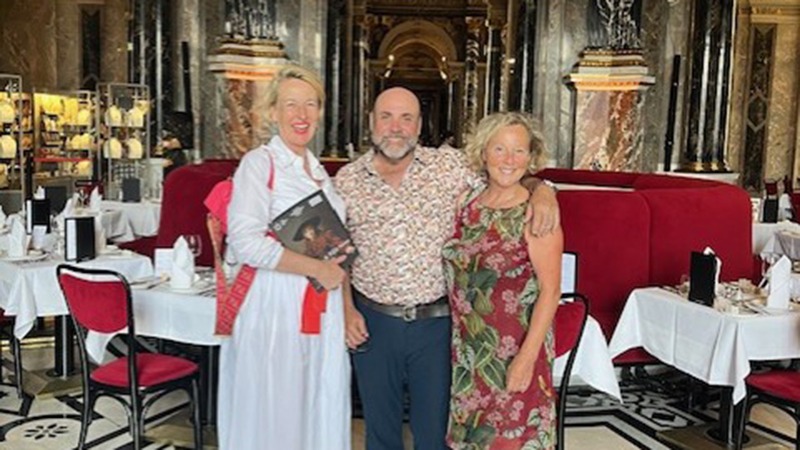 Elisabeth Wolf - Artissimi Tours, Armando Mendoca and Elke Bachner - Vienna Tourist Board at the Kunsthistorisches Museum Cafe and Restaurant . Pic take during my summer site inspection July 2024 visit.  