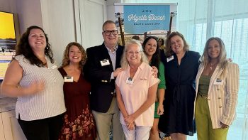 L-R: Rebecca Seeds – Account Manager, Visit Myrtle Beach, Canada Lori Lampo - Senior Sales Manager, Visit Myrtle Beach Bob Harris – Executive VP of Sales, Visit Myrtle Beach Annika Klint – Visit Myrtle Beach, Canada Office Danielle Van Dyke – PR Manager, Visit Myrtle Beach Diana Charno – Executive VP Brand & Communications, Visit Myrtle Beach Sana Keller – Visit Myrtle Beach/Pulse Travel Marketing Director, Canada